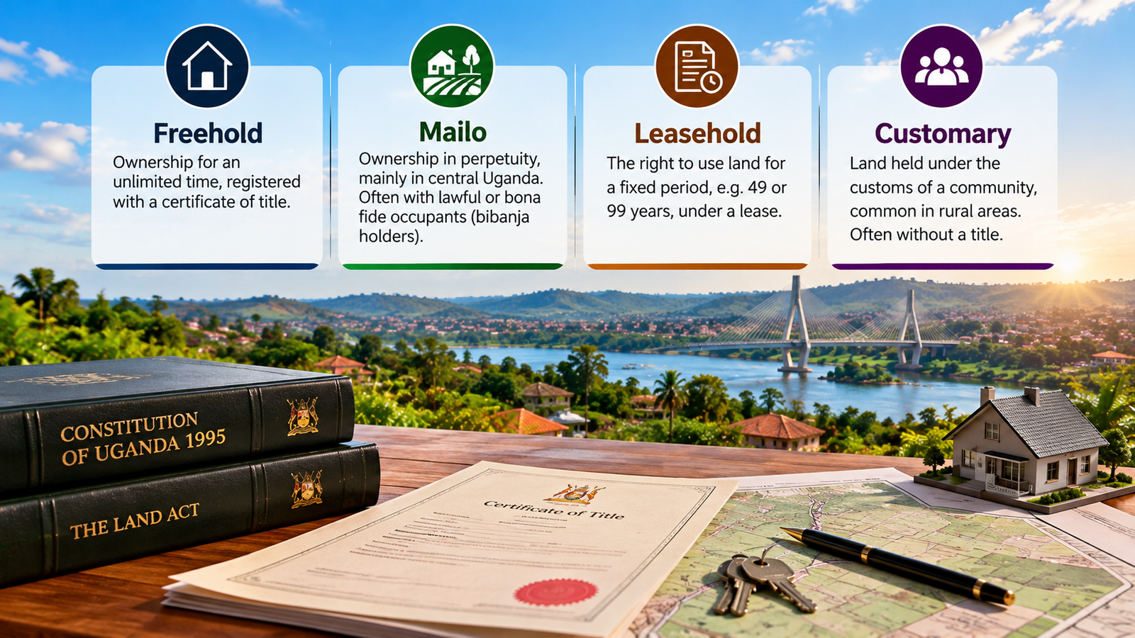 Mailo, freehold, leasehold and customary land: what Uganda's tenure types mean for buyers