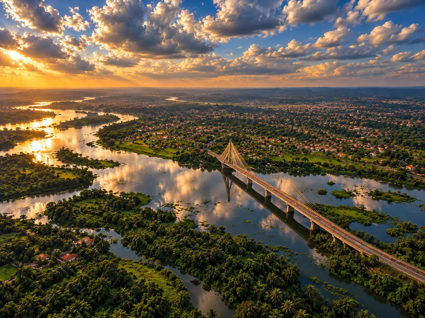 Aerial view of Jinja and the Nile